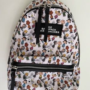 Marc Jacobs White Mini Backpack with Multicolor Peanuts Character Print